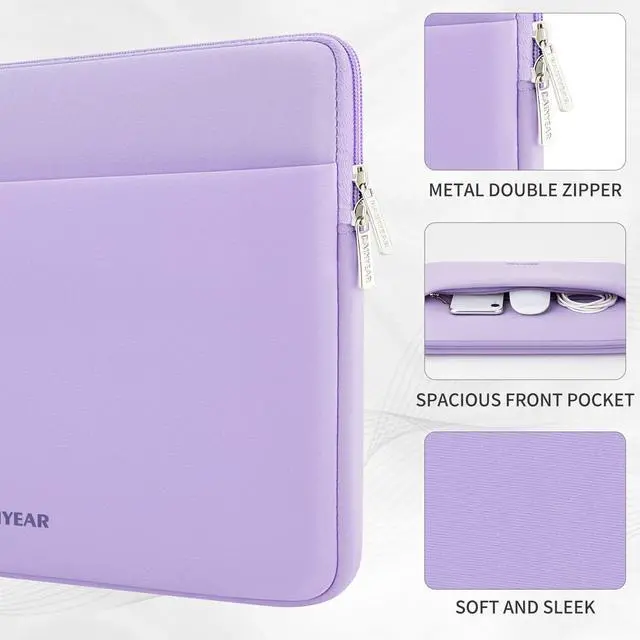 Alt view image 2 of 7 - Laptop Sleeve Case 13.3 Inch, Protective Portable Case with Front Pocket, Briefcase Handbag Laptop Bag Compatible with 13.3-14 Inch Laptop PC, 14 Inch MacBook Pro M5 M4 M3 M2 M1, Purple