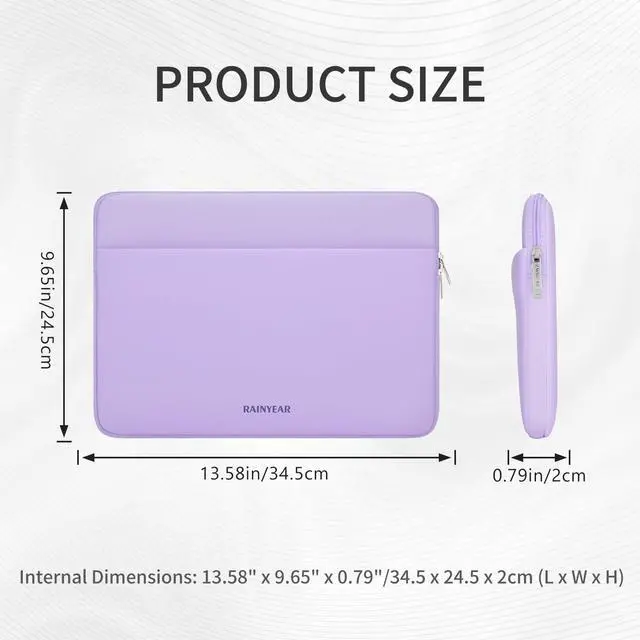 Alt view image 5 of 7 - Laptop Sleeve Case 13.3 Inch, Protective Portable Case with Front Pocket, Briefcase Handbag Laptop Bag Compatible with 13.3-14 Inch Laptop PC, 14 Inch MacBook Pro M5 M4 M3 M2 M1, Purple