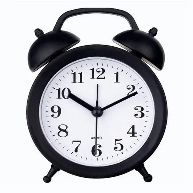 Main image of Kids Alarm Clock - Double Bell Classic Home Cute Battery Operated Analog Mini Round Bedside Desk Alarm Clock for Kids & Students - Black