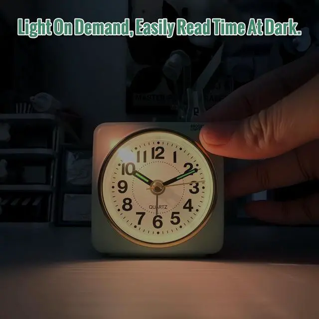 Alt view image 6 of 7 - Ultra Small Battery Analog Travel Alarm Clock, Retro Bedside Table Clocks for Bedrooms, Desk Clock, Vintage Home Decor for Bathroom Kichen Living Room, Mint