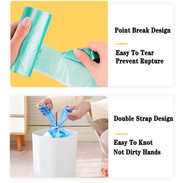 Alt view image 4 of 6 - 100 Count 4 Gallon Trash Bags, Small Colorful Garbage Bags with Handle for Home Office Bathroom Trash Can