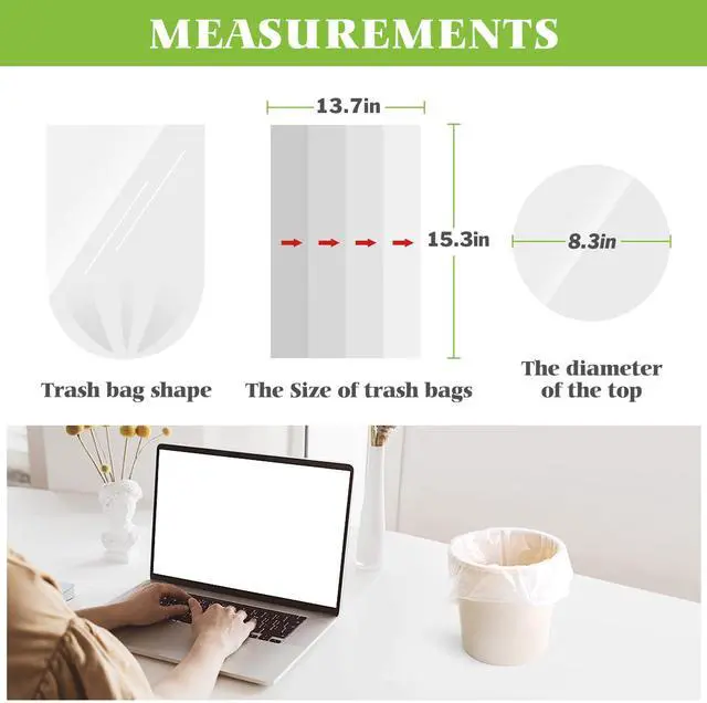 Alt view image 2 of 7 - 1 Gallon 260 Counts Strong Clear Trash Bags Garbage Bags,Mini Waste Basket Liners,Tiny Bathroom Trash Can Bin Liners,Small Plastic Bags for Home Office Kitchen Car Bedroom Dog waste Baby Diaper