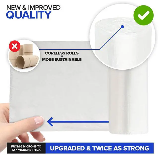 Alt view image 3 of 7 - Stock Your Home Clear 2 Gallon Trash Bag (200 Pack) Un-Scented Small Garbage Bags for Bathroom Can, Mini Waste Basket Liner, Plastic Liners for Office Trashcan and Dog Poop, Bulk Household Supplies