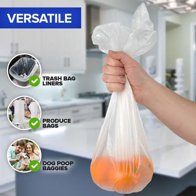 Alt view image 7 of 7 - Stock Your Home Clear 2 Gallon Trash Bag (200 Pack) Un-Scented Small Garbage Bags for Bathroom Can, Mini Waste Basket Liner, Plastic Liners for Office Trashcan and Dog Poop, Bulk Household Supplies