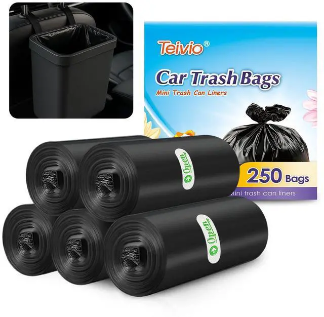 Main image of Black Trash Bags for Mini Car Trash Can, 250 Count 0.5 Gallon Portable Small Disposable Car Garbage Bags,Cars Accessories, Plastic Desktop Trash Bin Liners for Cars/Home/Office/Dog/Poop