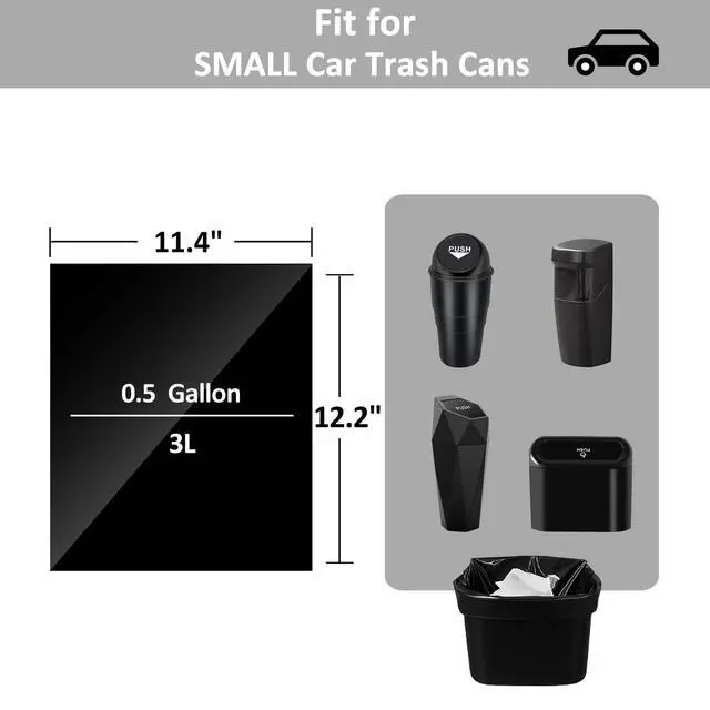 Alt view image 2 of 7 - Black Trash Bags for Mini Car Trash Can, 250 Count 0.5 Gallon Portable Small Disposable Car Garbage Bags,Cars Accessories, Plastic Desktop Trash Bin Liners for Cars/Home/Office/Dog/Poop