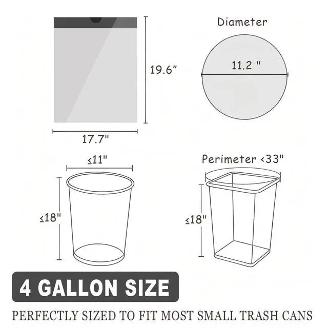 Alt view image 5 of 7 - 4 Gallon 60 Counts Drawstring Trash Bags, 4 Gal Unscented White Small Garbage Bags, Small Trash Can Bin Liners for Home Office Kitchen Bedroom Car, Fit 12-15 Liter
