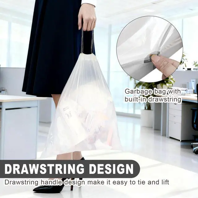 Alt view image 6 of 7 - 4 Gallon 60 Counts Drawstring Trash Bags, 4 Gal Unscented White Small Garbage Bags, Small Trash Can Bin Liners for Home Office Kitchen Bedroom Car, Fit 12-15 Liter