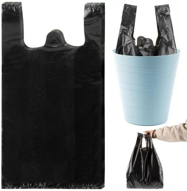 Main image of 35PACK 4 Gallon Garbage Bags with Handle, Black Plastic Trash Bag for Bathroom, Garbage, Strong Plastic Trash Can Liners for Kitchen, Office, Bathroom Can, Large Capacity for Home Storage