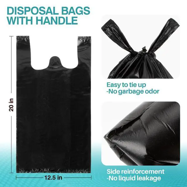 Alt view image 4 of 7 - 35PACK 4 Gallon Garbage Bags with Handle, Black Plastic Trash Bag for Bathroom, Garbage, Strong Plastic Trash Can Liners for Kitchen, Office, Bathroom Can, Large Capacity for Home Storage