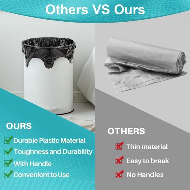 Alt view image 7 of 7 - 35PACK 4 Gallon Garbage Bags with Handle, Black Plastic Trash Bag for Bathroom, Garbage, Strong Plastic Trash Can Liners for Kitchen, Office, Bathroom Can, Large Capacity for Home Storage
