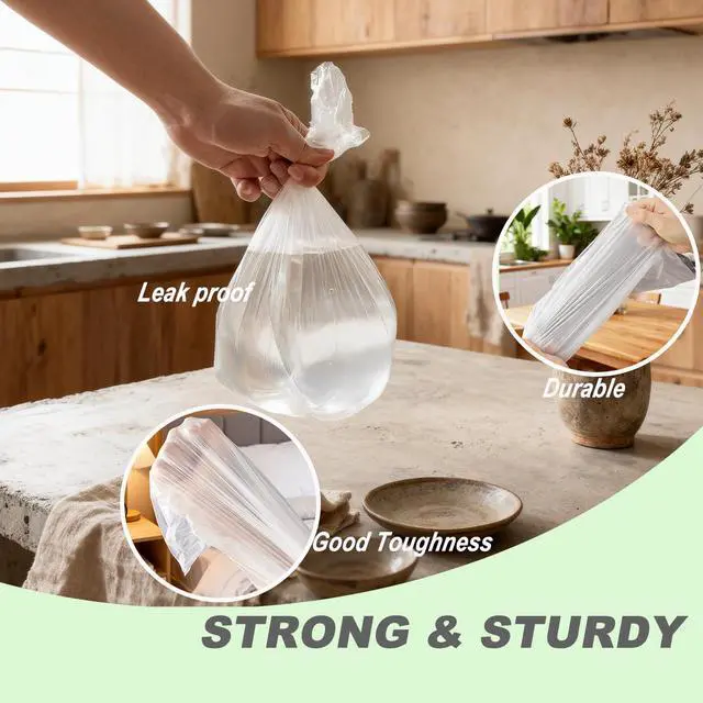 Alt view image 6 of 7 - Small Trash Bags, 150 Counts Garbage Can Liners, Garbage Bags Suitable for Cat Litter Scoop Holder, Small Plastic Bags for Desktop Trash Bin (Clear