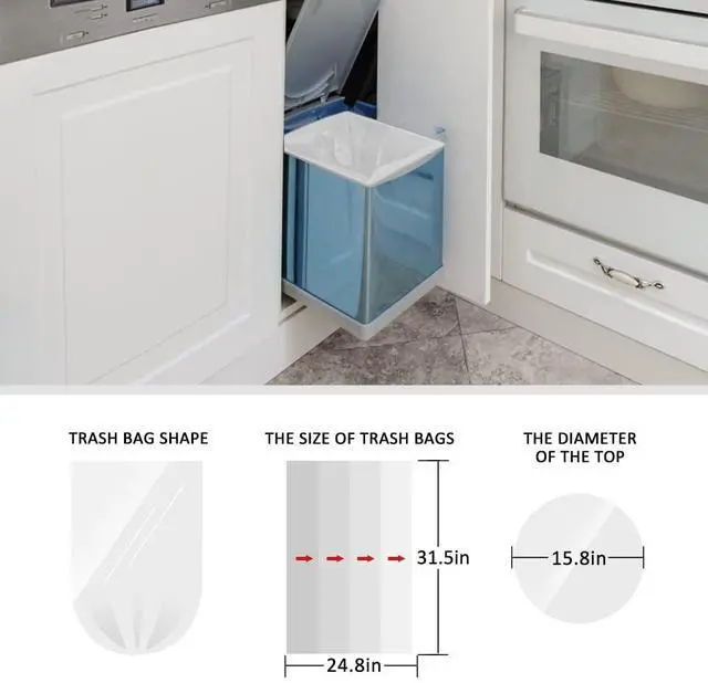 Alt view image 2 of 7 - 13 Gallon 40 Count Tall Kitchen Trash Bags 10 Gal 12 Gal 13 Gal fit 50 Liters Garbage Bags by , Waste Basket Bags,Bathroom Trash Can Bin Liners, Plastic Bags for home office kitchen, Clear