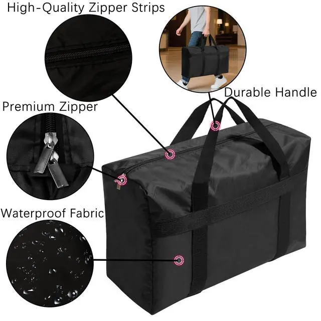 Alt view image 3 of 7 - Extra Large Moving Bags with Strong Zippers, Storage Bags with Carrying Handles, Bag Packing Bags for Moving, Storage, Travel and Camping, Storagebag Totes for Space Saving