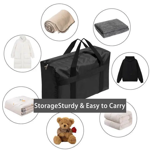 Alt view image 7 of 7 - Extra Large Moving Bags with Strong Zippers, Storage Bags with Carrying Handles, Bag Packing Bags for Moving, Storage, Travel and Camping, Storagebag Totes for Space Saving