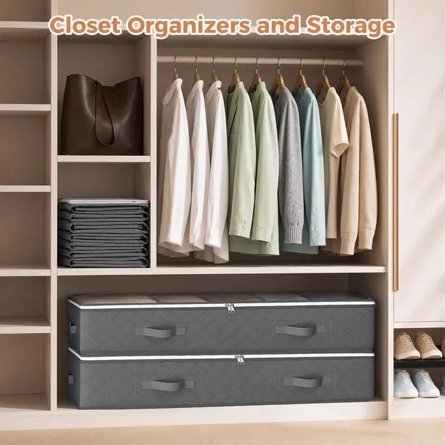 Alt view image 6 of 7 - 90L Under Bed Storage Containers, 4 Pack Closet Organizers Grey