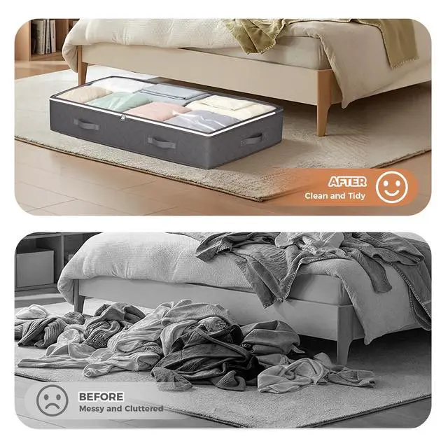 Alt view image 7 of 7 - 90L Under Bed Storage Containers, 4 Pack Closet Organizers Grey
