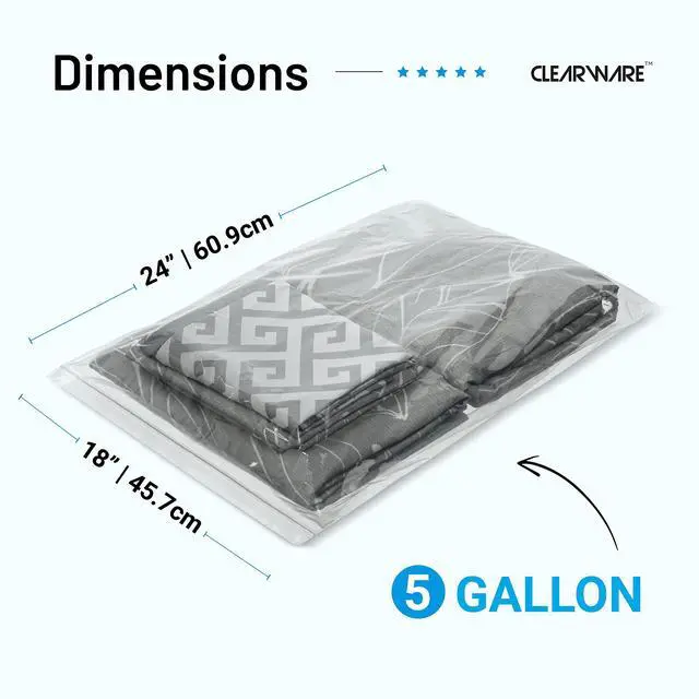 Alt view image 2 of 7 - 12 Large Storage Bags With Zipper Top - 5 Gallon Bags 18" x 24", Extra Large Plastic for Clothes, Travel, Moving, Large Reusable freezer bags, BPA-Free, 2-mil Thick