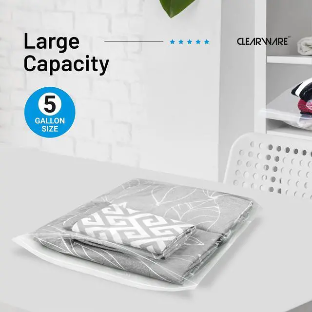 Alt view image 7 of 7 - 12 Large Storage Bags With Zipper Top - 5 Gallon Bags 18" x 24", Extra Large Plastic for Clothes, Travel, Moving, Large Reusable freezer bags, BPA-Free, 2-mil Thick