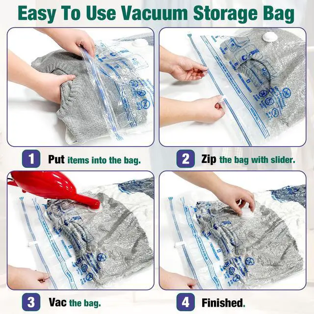 Alt view image 3 of 6 - Vacuum Storage Bags, 10 Medium Space Saver Vacuum Seal Bags, Space Bags, Vacuum Sealer Bags for Clothes with Travel Hand Pump (10M)