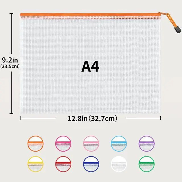 Alt view image 2 of 7 - A4 Letter Size 24 Pack 10 Colors Zipper Mesh Document Pouch, Mesh Bags for Board Games & Puzzles, Waterproof Document Zipper Pouches for Office School Supplies, Toys, Cosmetics Travel Storage