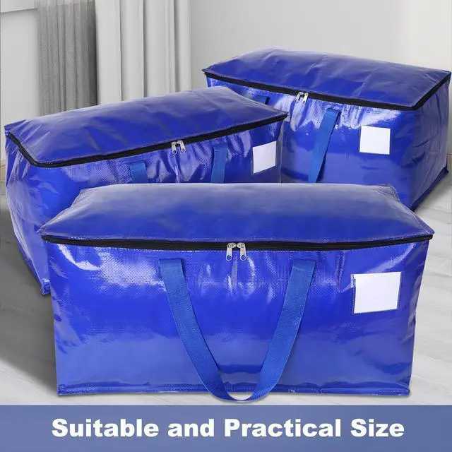 Alt view image 5 of 7 - Moving Bags-Heavy Duty Moving Boxes, Storage Totes with Zipper, Reinforced Handles and Tag Pocket-Collapsible Moving Supplies for moving, Storage and Travel 93L(Blue-6 Pack)