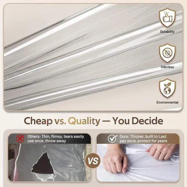 Alt view image 5 of 7 - 10" Gusseted All Clear Garment Bags for Hanging Clothes 3 Packs 40" Suit Bags for Closet Storage Hanging Clothes Storage Suit Cover for Shirts, Coats, Dresses