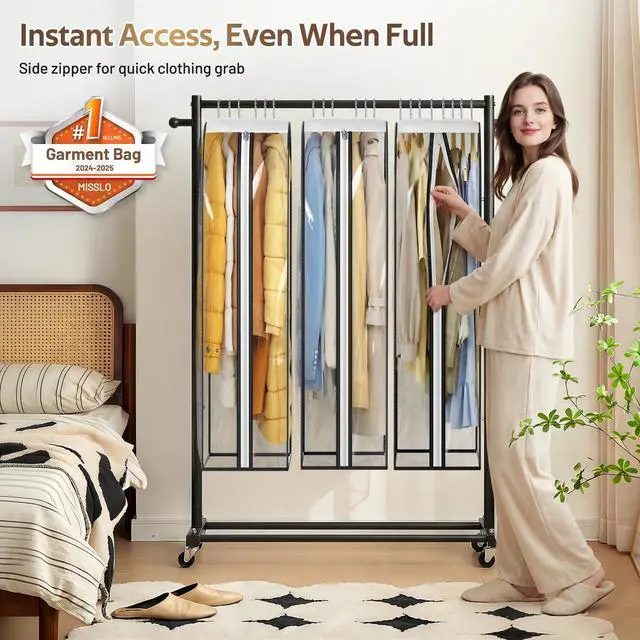 Alt view image 3 of 7 - 10" Gusseted All Clear Garment Bags for Hanging Clothes 3 Packs 40" Suit Bags for Closet Storage Hanging Clothes Storage Suit Cover for Shirts, Coats, Dresses