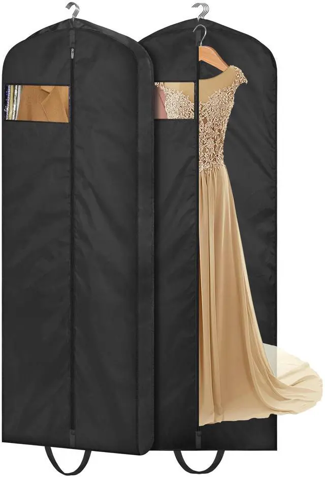 Main image of 65" Long Garment Bags for Travel Dress Bags for Hanging Clothes 2 Packs Wedding Dress Cover Waterproof Clothes Protector for Closet Storage for Gowns, Tuxedos, Coats, Black