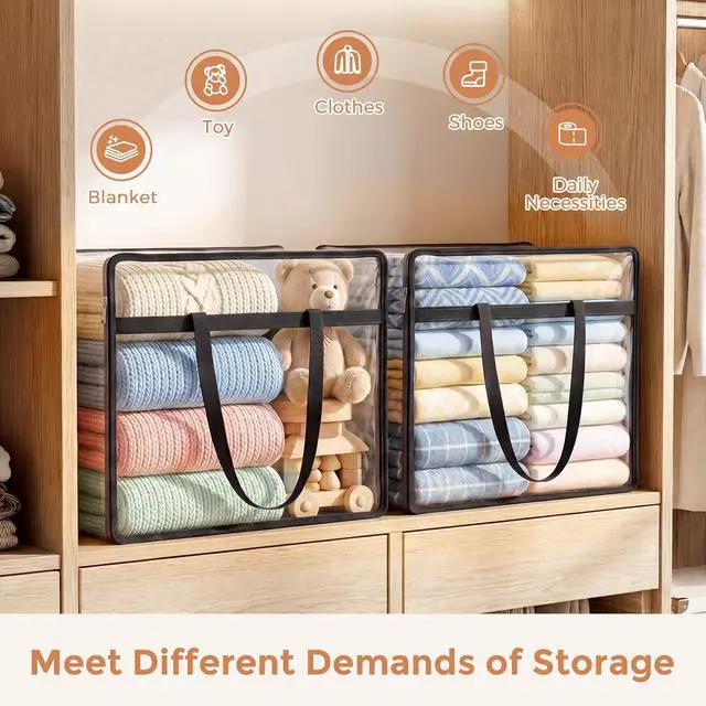 Alt view image 4 of 6 - 6 Pack Clear Storage Bags for Clothes, 40L Closet Organizers and Storage