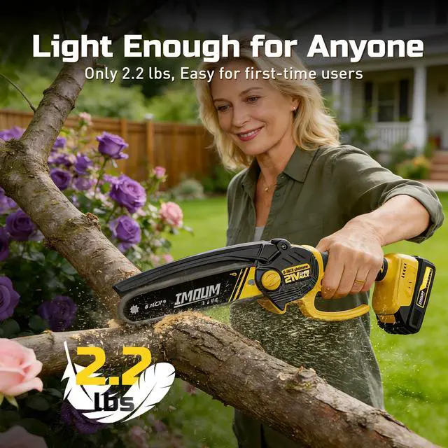 Alt view image 2 of 7 - 6-Inch Mini Chainsaw Cordless, 21V 2.0Ah Battery Powered Electric Pruning Saw, One-Hand Chain Saw for Tree Trimming, Lightweight, Small and Easy Control for Seniors, Women, Beginners & Yard Work