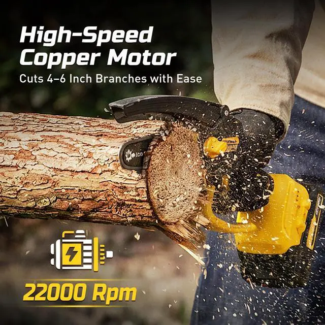 Alt view image 3 of 7 - 6-Inch Mini Chainsaw Cordless, 21V 2.0Ah Battery Powered Electric Pruning Saw, One-Hand Chain Saw for Tree Trimming, Lightweight, Small and Easy Control for Seniors, Women, Beginners & Yard Work