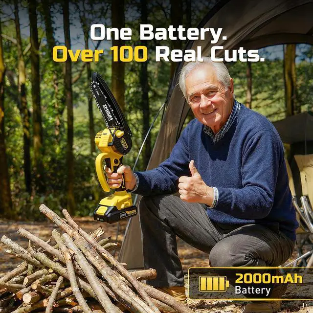 Alt view image 4 of 7 - 6-Inch Mini Chainsaw Cordless, 21V 2.0Ah Battery Powered Electric Pruning Saw, One-Hand Chain Saw for Tree Trimming, Lightweight, Small and Easy Control for Seniors, Women, Beginners & Yard Work