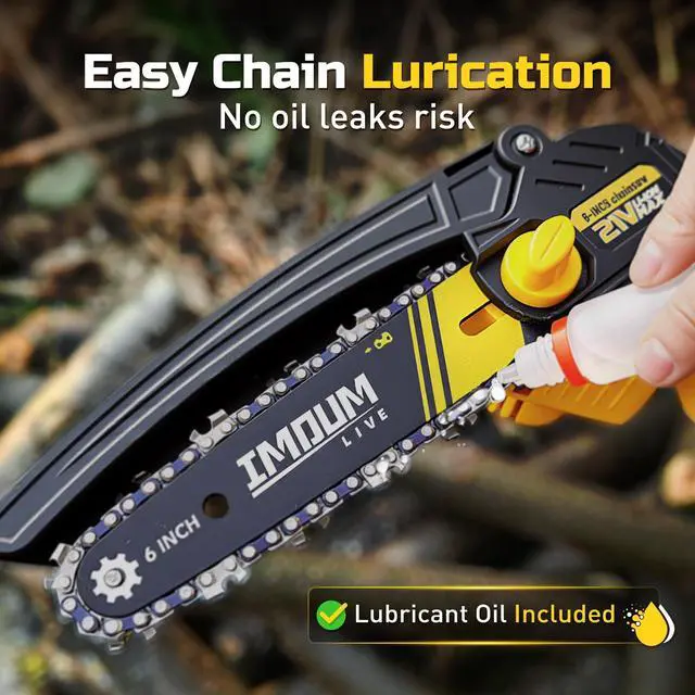 Alt view image 6 of 7 - 6-Inch Mini Chainsaw Cordless, 21V 2.0Ah Battery Powered Electric Pruning Saw, One-Hand Chain Saw for Tree Trimming, Lightweight, Small and Easy Control for Seniors, Women, Beginners & Yard Work