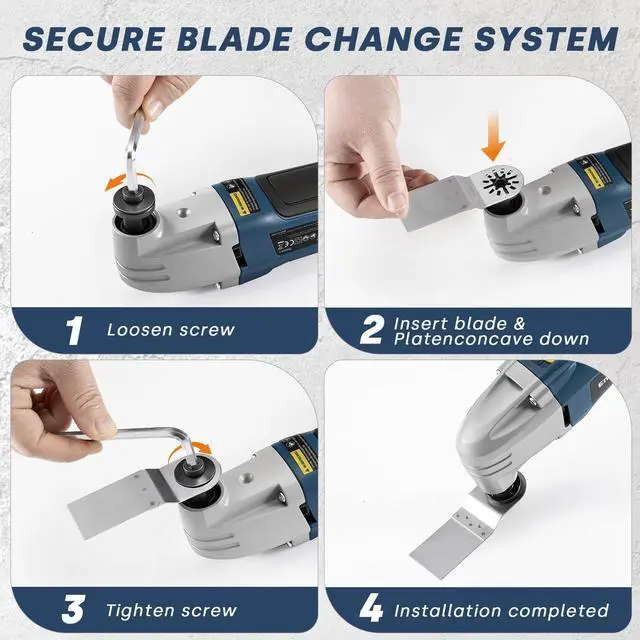 Alt view image 6 of 7 - Multi Tool Saw, 1.6A/200W Electric Oscillating Tool Kit Corded, 22000 OPM, 3° Oscillating Angle Oscillating Saw for Cutting, Scraping, Sanding, Universal Interface