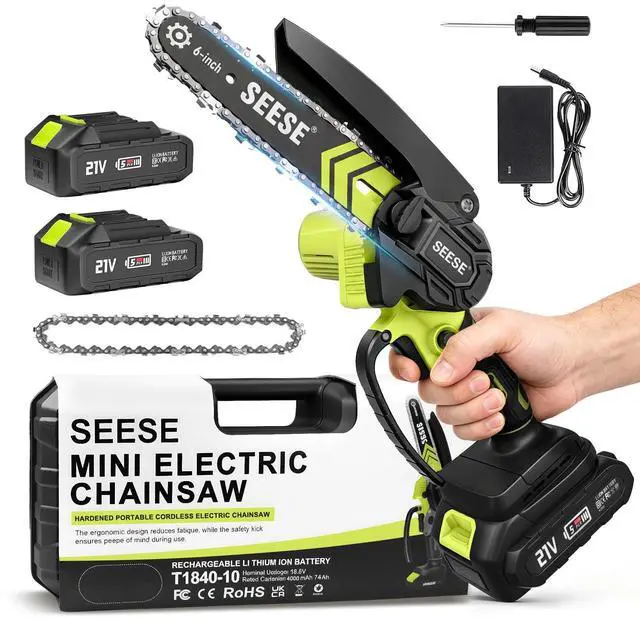 Main image of 6-inch Mini Chainsaw Cordless: Pure Copper Brushless Motor, High Efficiency, Low Noise, Up to 80-Min Runtime for Trimming, Shrub Pruning and Wood Cutting, Best Gifts for Father, Dad, Husband, Men