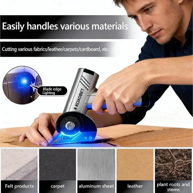 Alt view image 2 of 7 - 2026 Upgrade 4.2V Cordless Cutting Tool, Cardboard Cutter with LED Display, Brushless Motor, Cutting Tool Cut Trim Saw Flexible Blade, Electric Chop Saw for Fabric, Cardboard, Leather, Carpet-Orange