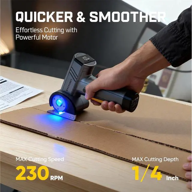 Alt view image 4 of 7 - 2026 Upgrade 4.2V Cordless Cutting Tool, Cardboard Cutter with LED Display, Brushless Motor, Cutting Tool Cut Trim Saw Flexible Blade, Electric Chop Saw for Fabric, Cardboard, Leather, Carpet-Orange
