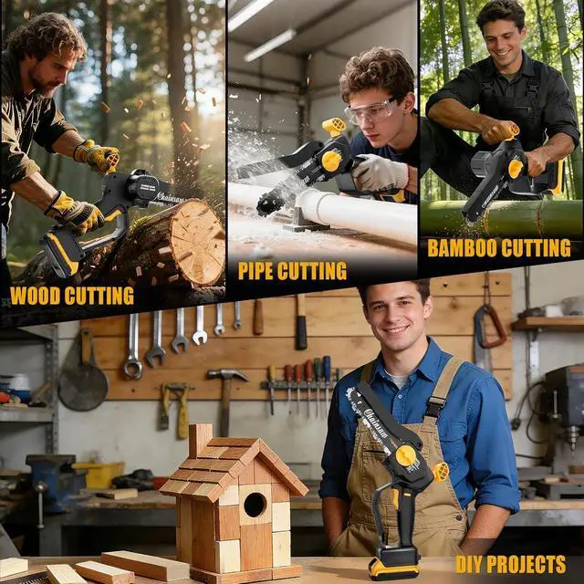 Alt view image 7 of 7 - 6-Inch Mini Chainsaw Compatible with DeWalt 20V Battery, Battery Powered Small Chainsaw for Tree Trimming, Cordless Mini Electric Handheld Saw with Tool-Free Tensioning & Auto-Stop (Tool Only)