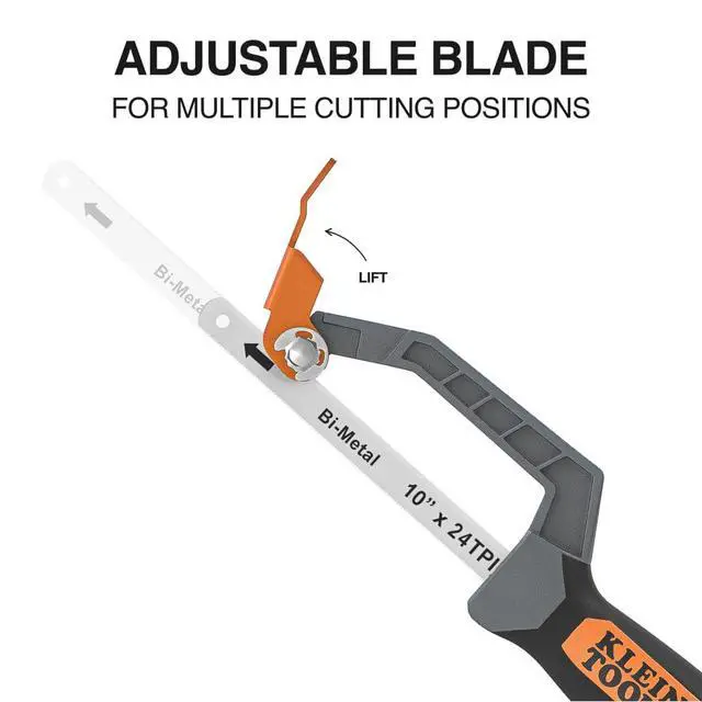 Alt view image 3 of 7 - 31432 Compact Medium-Cut Hacksaw, 10-Inch 24 TPI Bi-Metal Blade Hand Saw, Cuts Thin Wall Copper and Aluminum, PVC, PEX, ABS Pipes, and Wood in Tight Spaces
