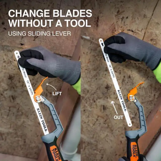 Alt view image 5 of 7 - 31432 Compact Medium-Cut Hacksaw, 10-Inch 24 TPI Bi-Metal Blade Hand Saw, Cuts Thin Wall Copper and Aluminum, PVC, PEX, ABS Pipes, and Wood in Tight Spaces