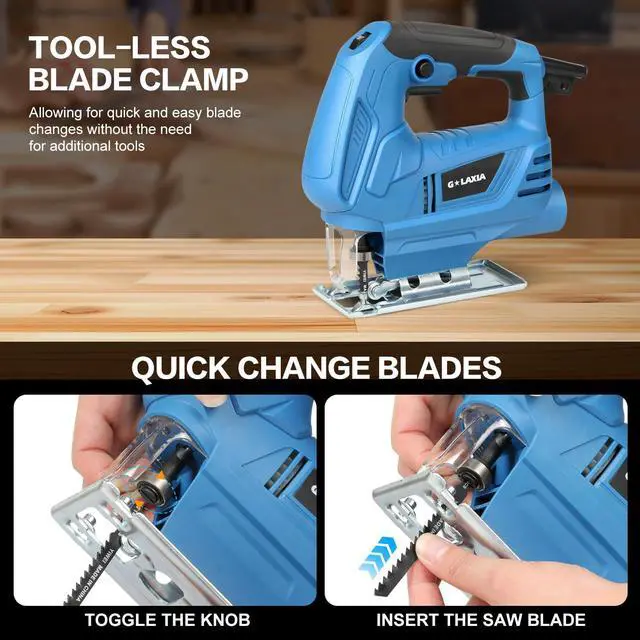 Alt view image 5 of 7 - 4.5 Amp Corded Jig Saw, 3000 RPM 500W Electric Jig Saw with 5 Blade, 6 Variable Speed, LED Light & Tool-less Blade Quick Release, 45° Bevel Cutting Tool for Wood, Metal, Plastic DIY Projects