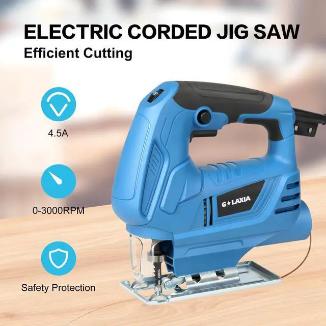 Alt view image 3 of 7 - 4.5 Amp Corded Jig Saw, 3000 RPM 500W Electric Jig Saw with 5 Blade, 6 Variable Speed, LED Light & Tool-less Blade Quick Release, 45° Bevel Cutting Tool for Wood, Metal, Plastic DIY Projects