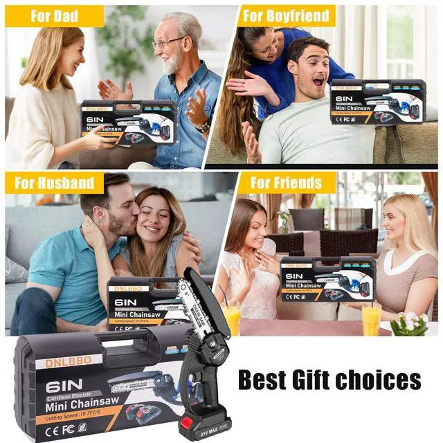 Alt view image 4 of 7 - Mini Chainsaw - 6 Inch Battery Chainsaw with 2 Batteries, Garden Tools for Tree Branch Trimming, Wood Cutting, Holiday Gifts for Men, Fathers & Gardening Enthusiasts