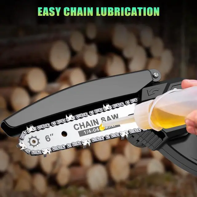 Alt view image 7 of 7 - Mini Chainsaw - 6 Inch Battery Chainsaw with 2 Batteries, Garden Tools for Tree Branch Trimming, Wood Cutting, Holiday Gifts for Men, Fathers & Gardening Enthusiasts