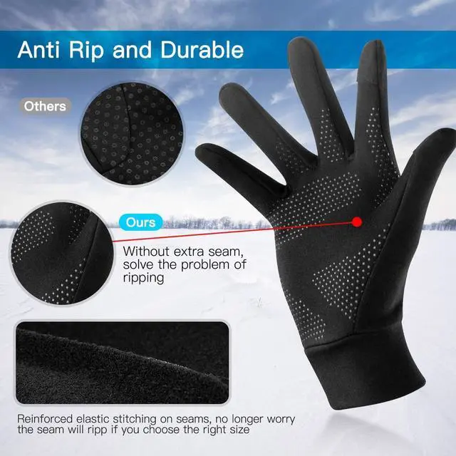 Alt view image 4 of 7 - Running Gloves, Touch Screen Anti-Slip Lightweight Gloves Liners for Cycling Biking Sporting Driving for Men Women (Large)