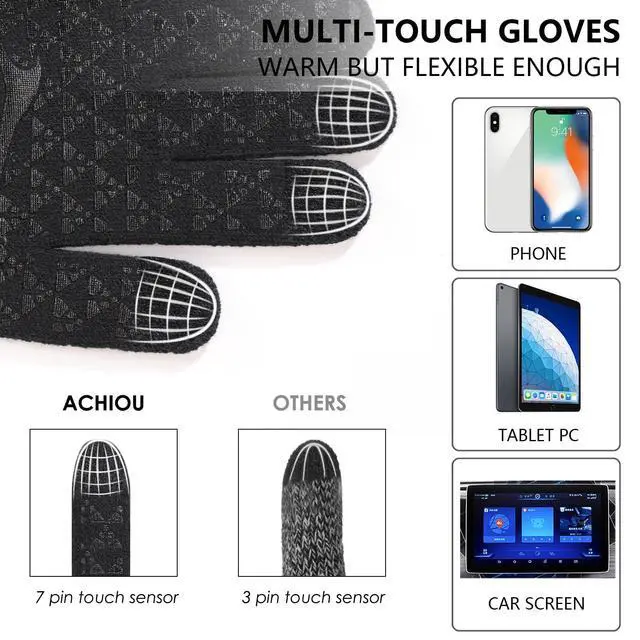 Alt view image 3 of 6 - Winter Gloves, Glove for Men Women, Upgraded Touch Screen Texting Warm Running with Thermal Soft Knit Lining