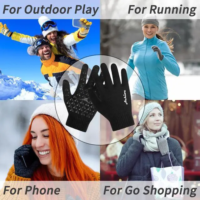 Alt view image 6 of 6 - Winter Gloves, Glove for Men Women, Upgraded Touch Screen Texting Warm Running with Thermal Soft Knit Lining