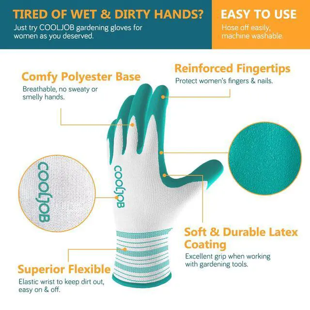 Alt view image 2 of 6 - 6 Pairs Gardening Gloves for Women Ladies, Breathable Rubber Coated for Yard Garden, Outdoor Indoor Protective Work with Grip, Medium Size, Red & Green