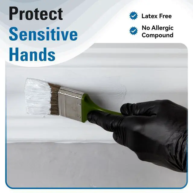 Alt view image 5 of 6 - Disposable Nitrile Gloves Black, Food Safe Rubber Gloves Latex-Free Powder-Free for Cooking Food Prep Kitchen Clean (Large, 100)